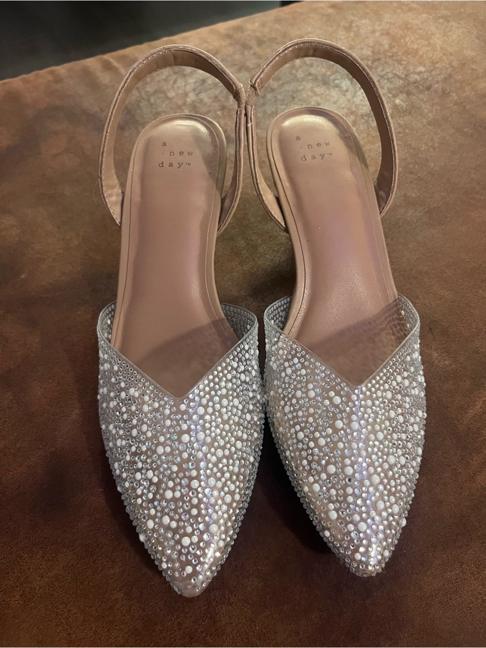 a new day Nude Pearl & Crystal Pointed Slingback Heels - Picture 2 of 3